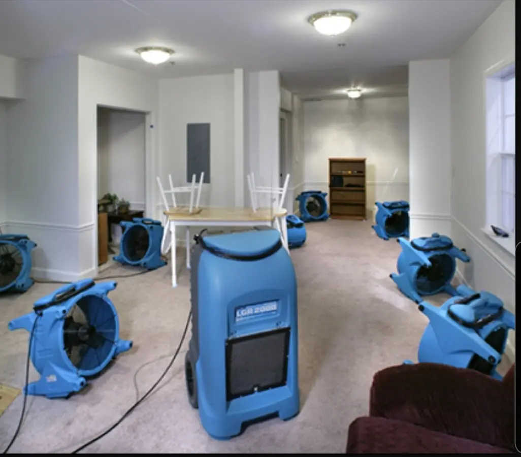 Air movers and dehumidifier setup for Water Extraction & Removal in Ocean Pines